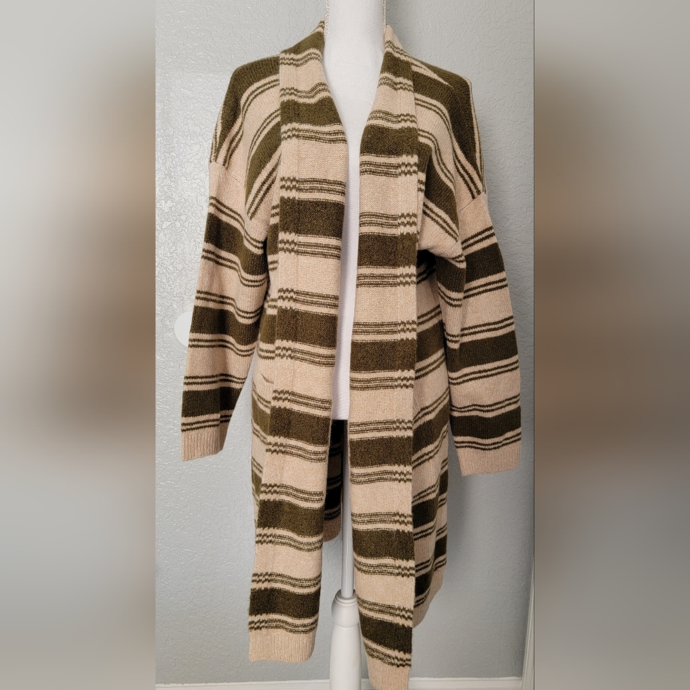 Knox Rose Olive and Cream Striped Cardigan